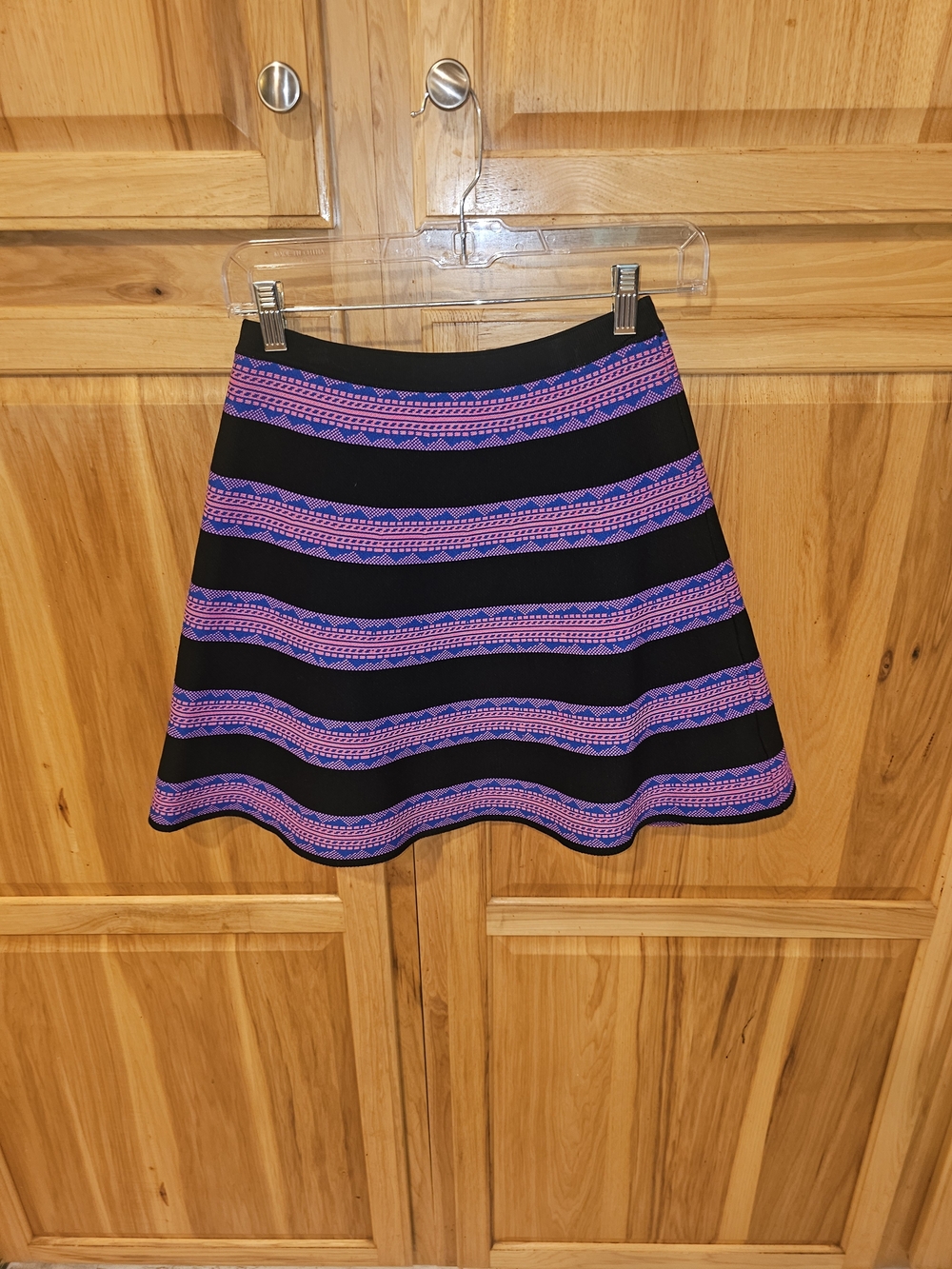 miami Black A-Line Skirt with Purple Striped Accents